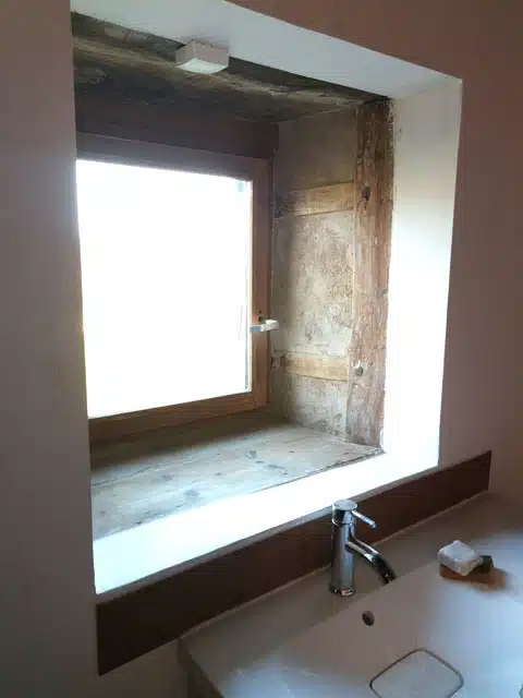 salle de bain doublage laine de bois