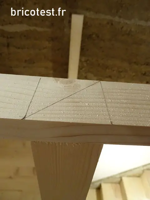 Traçage de la diagonale pour l'angle de la main courante