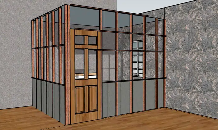 verrière bois industrielle