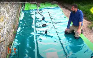 Citerne souple de récupération d'eau de pluie installée sur le sol