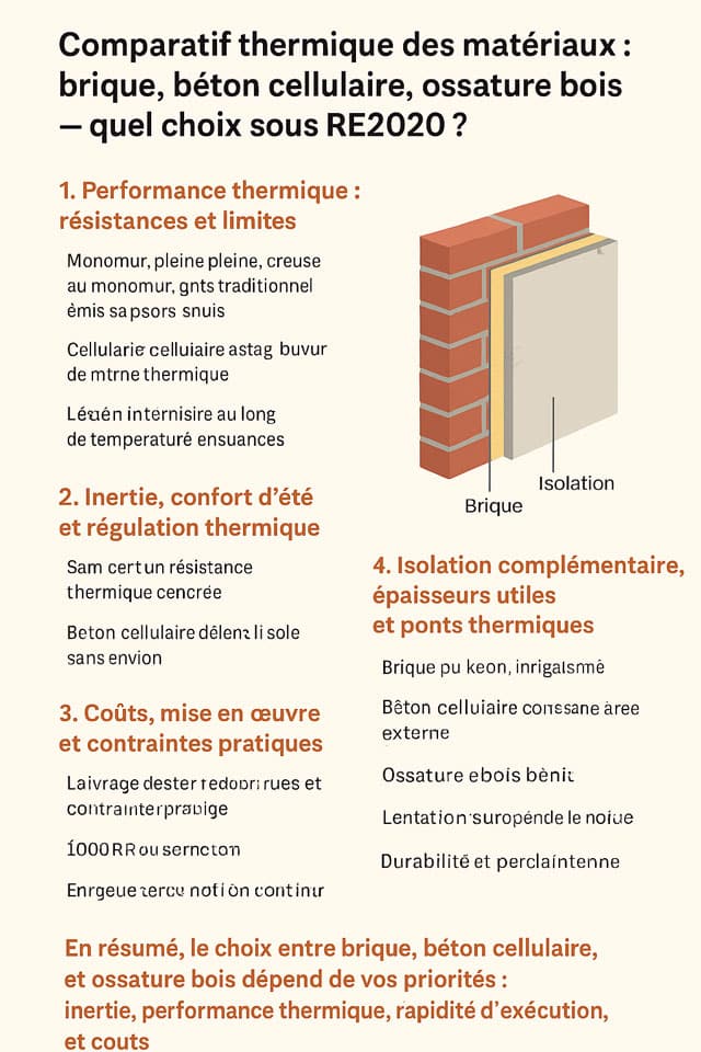 Comparatif thermique des matériaux brique, béton cellulaire, ossature — free download